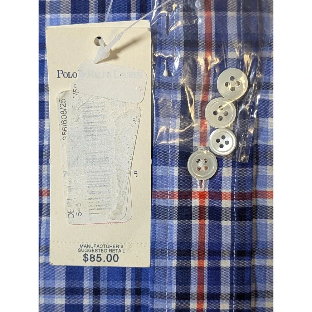 Polo Ralph Lauren Men's Shirt 17.5 XL Estate Classic Fit Blue Plaid Cotton LS